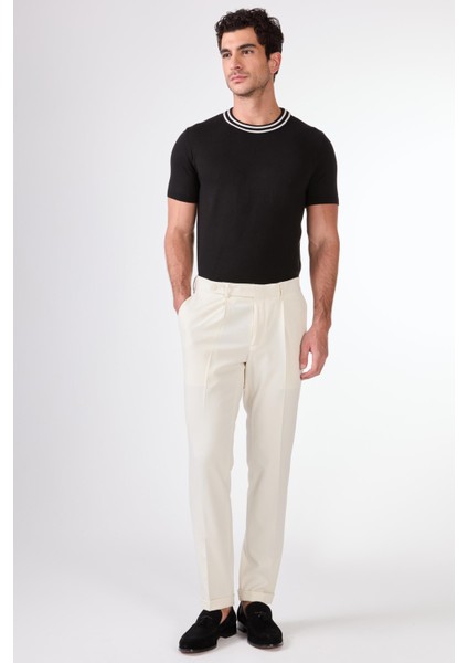 Bej Erkek Slim Fit Düz Pileli Pantolon - 104463 fırsatları