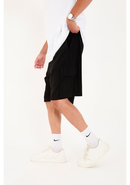 R-4428 Fermuar Detaylı Lastikli Keten Şort fırsatları