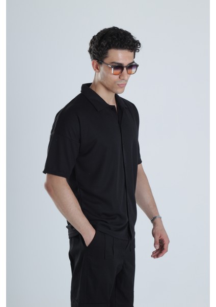 Erkek Siyah Casual Hawai Gömlek modelleri