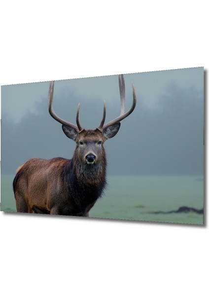 Heybetli Geyik Yağlı Boya Görünümlü Dekoratif Ahşap Ev/işyeri/ofis Kare Tablo fiyatları