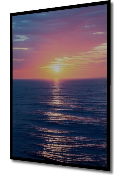Çerçeve Görünümlü Pembe Gün Batımı Yağlı Boya Görünümlü Dekoratif Ahşap Ev/işyeri/ofis Kare Tablo fiyatları