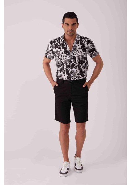 Siyah Erkek Regular Fit Düz Casual Short