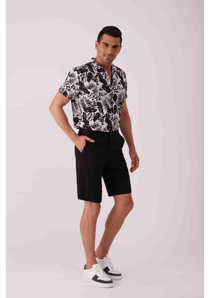Siyah Erkek Regular Fit Düz Casual Short