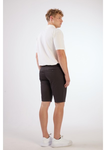 Koyu Gri Erkek Regular Fit Düz Casual Short