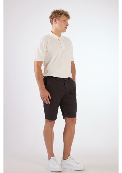 Koyu Gri Erkek Regular Fit Düz Casual Short