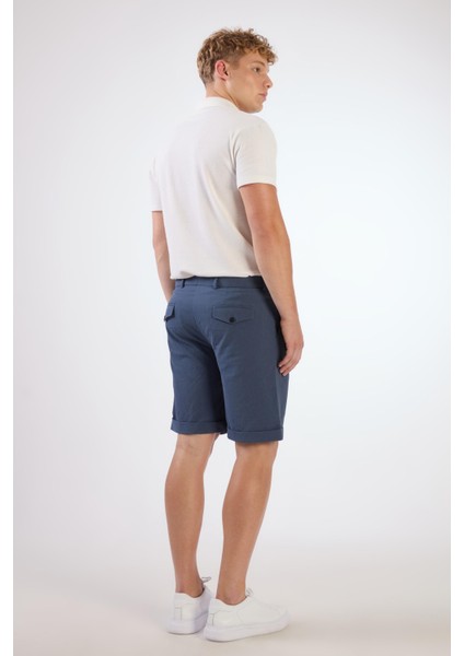 Indigo Erkek Slim Fit Gofre Desenli Short - 104682