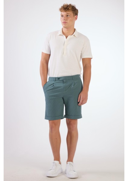 Yeşil Erkek Slim Fit Gofre Desenli Short fırsatları