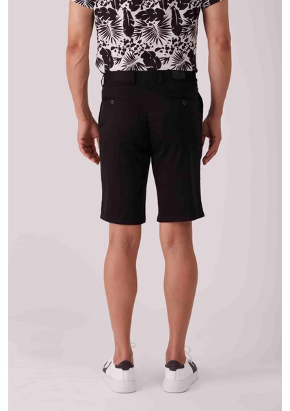 Siyah Erkek Regular Fit Düz Casual Short