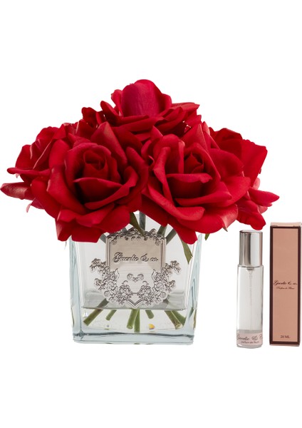 Guerlieandco. Kırmızı 7 Gül Kare Cam Gümüş