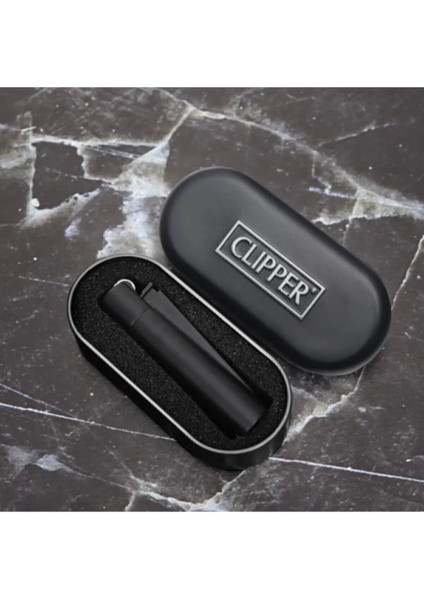 Kutulu Metal Clipper Matt Black Siyah Çakmak
