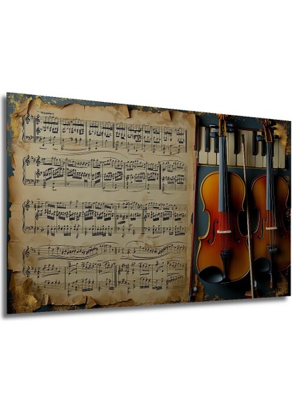 Nostaljik Melodi Yağlı Boya Görünümlü Dekoratif Ahşap Ev/işyeri/ofis Kare Tablo modelleri