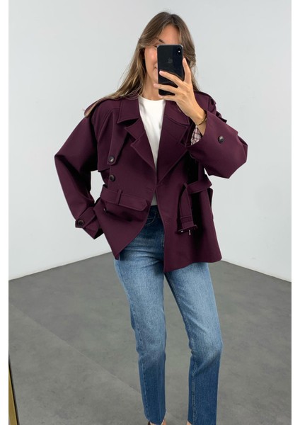 Mürdüm Rüzgarlıklı Midi Trençkot 9587