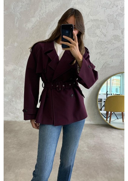 Mürdüm Rüzgarlıklı Midi Trençkot 9587