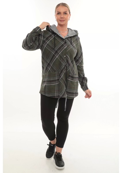 Büyük Beden Rahat Kalıp Kapüşonlu Oduncu Kadın Gömlek Hırka fırsatları