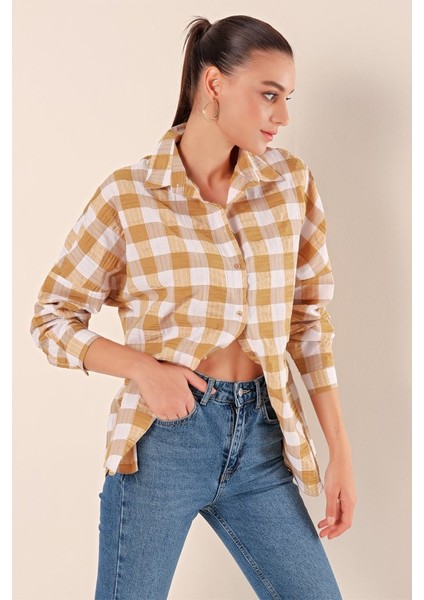 3900 Oversize Uzun Basic Gömlek - Vizon fiyatları