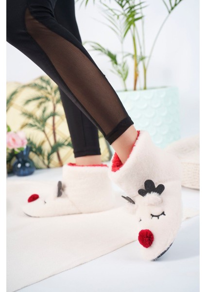 Kız Çocuk Geyik Figürlü Ev Botu Panduf Çocuk Peluş Rahat Sessiz Kaymaz Taban Ev Ayakkabısı modelleri