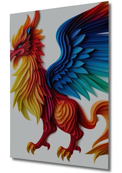 Kağıt Sanatı Görünümlü Griffin Efsanevi Kuş Ev/işyeri/ofis Dekoratif Ahşap Kare Tablo fiyatları