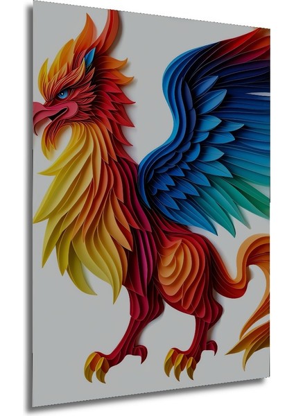 Kağıt Sanatı Görünümlü Griffin Efsanevi Kuş Ev/işyeri/ofis Dekoratif Ahşap Kare Tablo modelleri