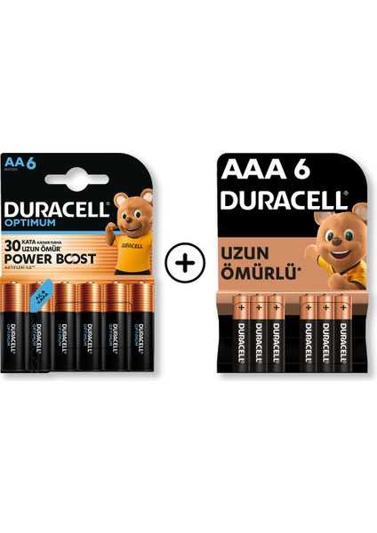 Optimum Aa Alkalin Kalem Pil 6’lı Paket + Aaa Alkalin Ince Kalem Pil 6'lı Paket