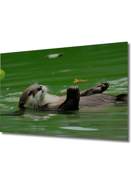 Su Samuru Keyfi Yağlı Boya Görünümlü Dekoratif Ahşap Ev/işyeri/ofis Kare Tablo fiyatları