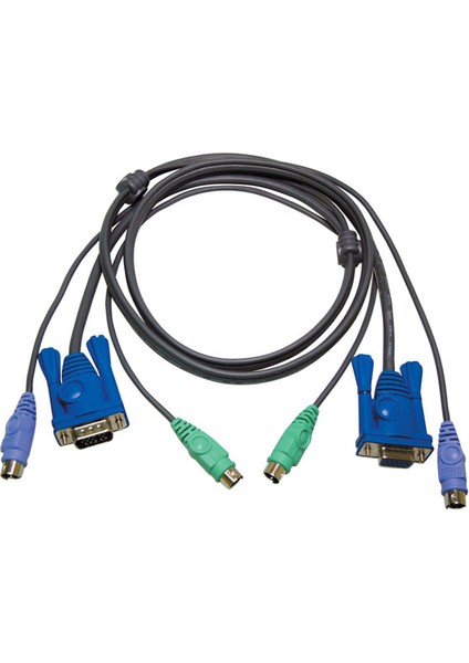 Ps/2 Kvm Kablosu, VGA Monitör 15 Pin Hdb Dişi, Ps/2 Klavye 6 Pin Mini-Dın Erkek, Ps/2 Mouse 6 Pin Mini-Dın Erkek &lt;-&gt; VGA Monitör 15 Pin Hdb Erkek, Ps/2 Klavye 6 Pin Mini-Dın Erkek, Ps/2 Mouse 6