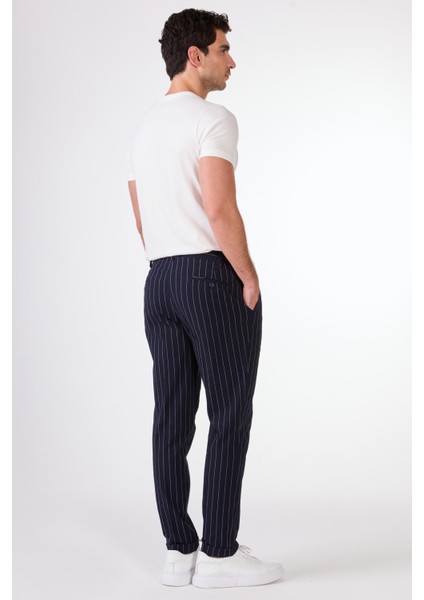 Lacivert Erkek Slim Fit Çizgili Pantolon fırsatları