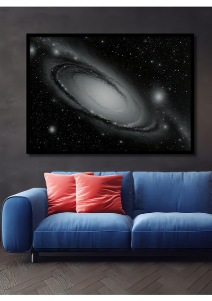 Çerçeve Görünümlü Andromeda Gökadası Yağlı Boya Görünümlü Dekoratif Ahşap Ev/işyeri/ofis Kare Tablo