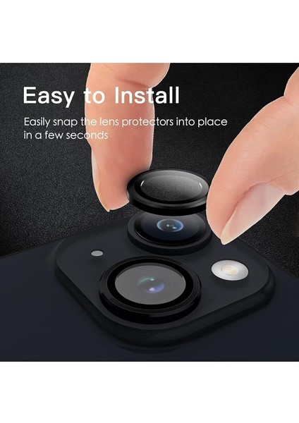 (Kaliteyi Bozmaz) iPhone 13/13 Mini Uyumlu Kamera Koruyucu Lens Mercek Siyah Metal Çerçeveli fiyatları