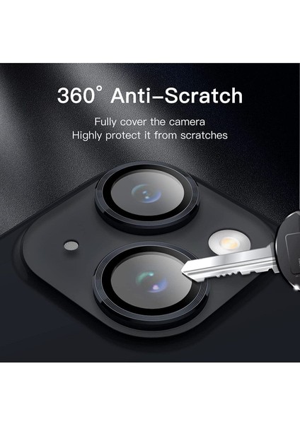 (Kaliteyi Bozmaz) iPhone 13/13 Mini Uyumlu Kamera Koruyucu Lens Mercek Siyah Metal Çerçeveli modelleri