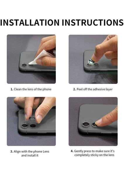 (Kaliteyi Bozmaz) iPhone 13/13 Mini Uyumlu Kamera Koruyucu Lens Mercek Siyah Metal Çerçeveli fırsatları