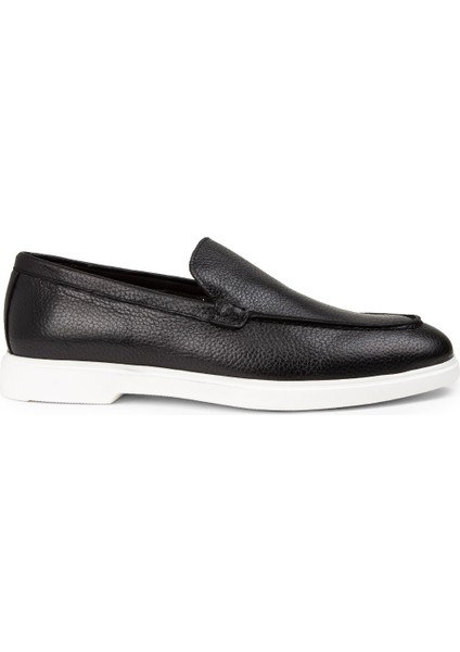 Erkek Hakiki Deri Siyah Loafer Ayakkabı - 01957MSYHE01