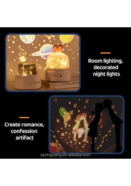 S01 Tavşan Şekilli LED Gece Lambası Projektör | Uzaktan Kumandalı, Renk Değiştiren, Bluetooth Müzikli, Şarjlı ve Taşınabilir modelleri