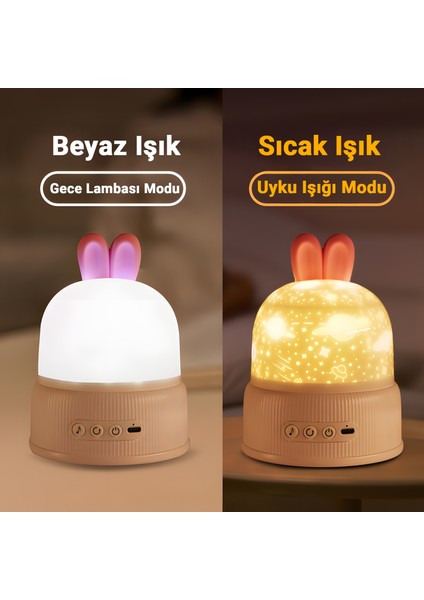 S01 Tavşan Şekilli LED Gece Lambası Projektör | Uzaktan Kumandalı, Renk Değiştiren, Bluetooth Müzikli, Şarjlı ve Taşınabilir fırsatları