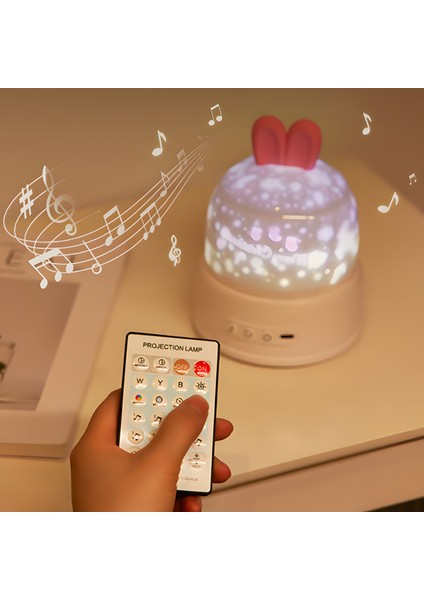 S01 Tavşan Şekilli LED Gece Lambası Projektör | Uzaktan Kumandalı, Renk Değiştiren, Bluetooth Müzikli, Şarjlı ve Taşınabilir indirimleri