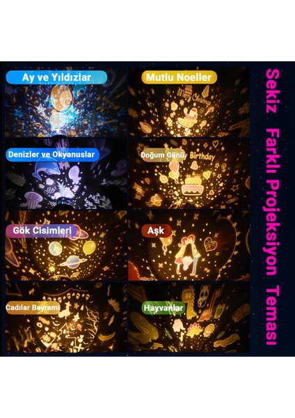 S01 Tavşan Şekilli LED Gece Lambası Projektör | Uzaktan Kumandalı, Renk Değiştiren, Bluetooth Müzikli, Şarjlı ve Taşınabilir