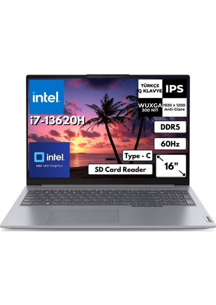 Thinkbook 16 Gen 6 I5-13420H 32 GB 512 GB SSD UHD Graphics 16" Wuxga Windows 11 Pro Notebook 21KH00SXTRAT37