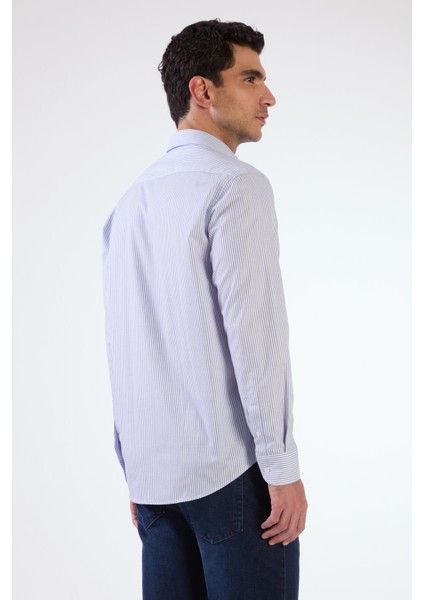 Lacivert Kare Desen Regular Fit Uzun Kol Erkek Gömlek modelleri