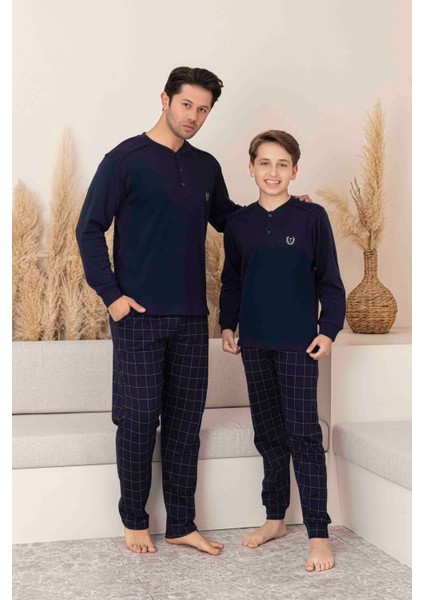 Baba Oğul Kombin Yapılabilir Uzun Kollu Interlok Pijama Takımı