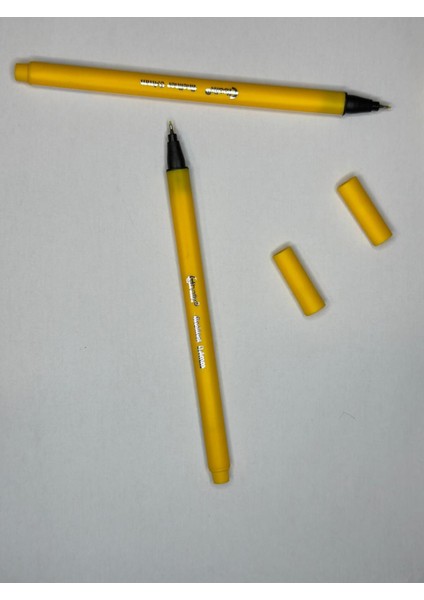 Fineliner 0,4 mm Keçeli Kalem (2 Adet Sarı+ 2 Adet Mavi) 4 Adet