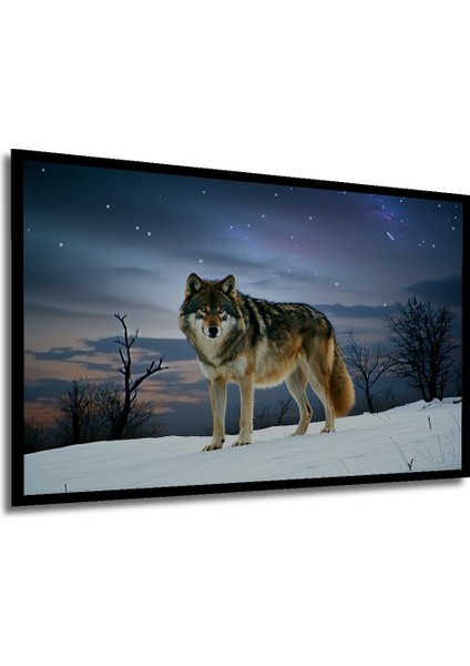 Çerçeve Görünümlü Kar Manzarası Kurt Yağlı Boya Görünümlü Dekoratif Ahşap Ev/işyeri/ofis Kare Tablo modelleri