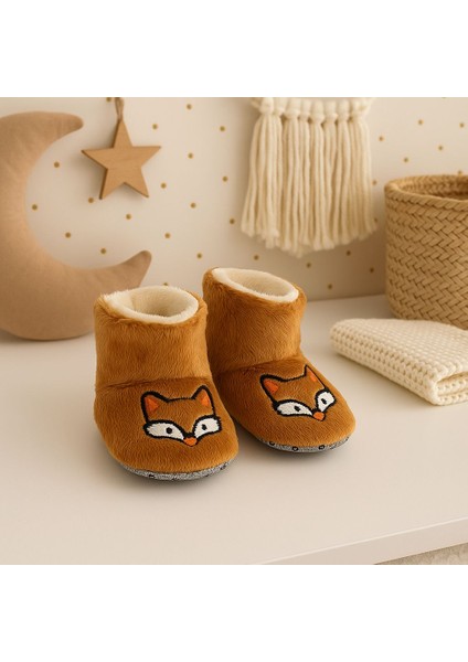 Bebek & Çocuk Kaydırmaz Tabanlı Ev Botu / Panduf / Kışlık Peluş Bot / Tilki Desenli fiyatları