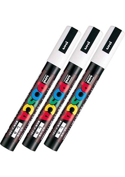 Posca Uni Pc-1mr Renkli Boya Marker Kalemler Ultra Ince 0,7 mm Beyaz (3 Adet) fiyatları