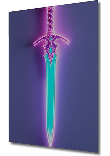 Neon Işıltılı Kılıç Modern Sanat Dekoratif Ahşap Ev/işyeri/ofis Kare Tablo fiyatları