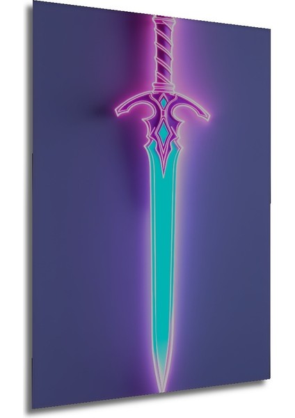 Neon Işıltılı Kılıç Modern Sanat Dekoratif Ahşap Ev/işyeri/ofis Kare Tablo modelleri