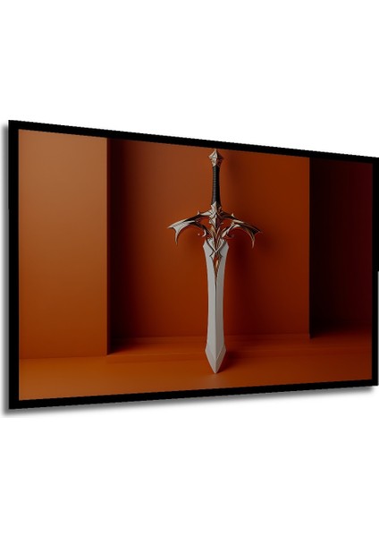 Çerçeve Görünümlü Altın Detaylı Fantastik Kılıç Dekoratif Ahşap Ev/işyeri/ofis Kare Tablo modelleri