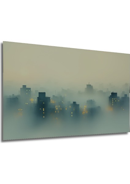 Sisli Şehir Yağlı Boya Görünümlü Dekoratif Ahşap Ev/işyeri/ofis Kare Tablo modelleri