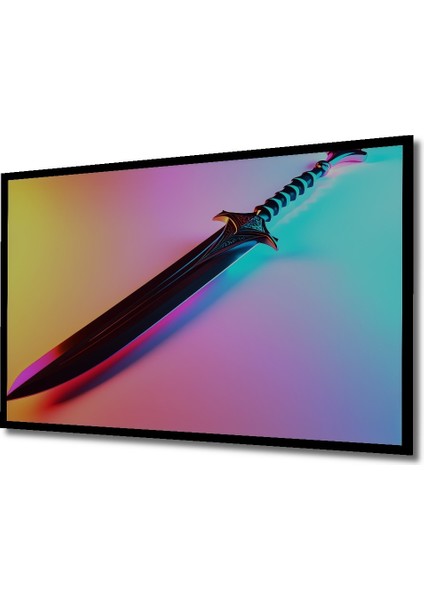 Çerçeve Görünümlü Neon Işıltılı Kılıç Modern Sanat Ev/işyeri/ofis Dekoratif Ahşap Kare Tablo fiyatları
