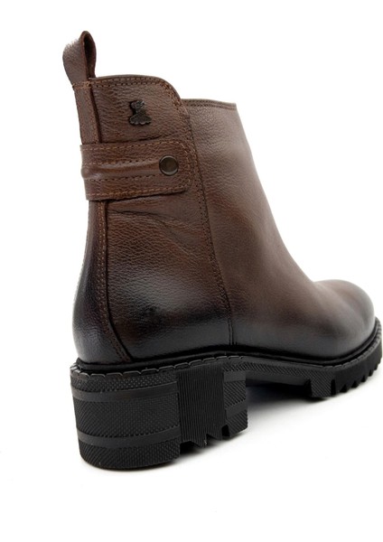 1950811K Kadın Hakiki Deri Kalın Taban Fermuarlı Kısa Bot fiyatları