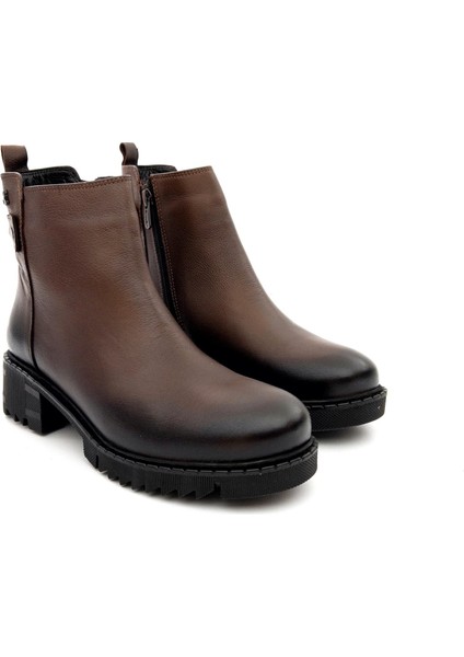 1950811K Kadın Hakiki Deri Kalın Taban Fermuarlı Kısa Bot fırsatları