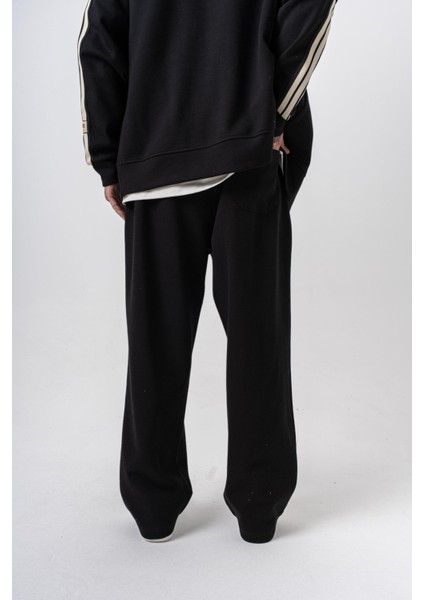 Erkek 3'lü Şerit Detaylı Kışlık Doubleface Baggy Eşofman Altı Siyah modelleri